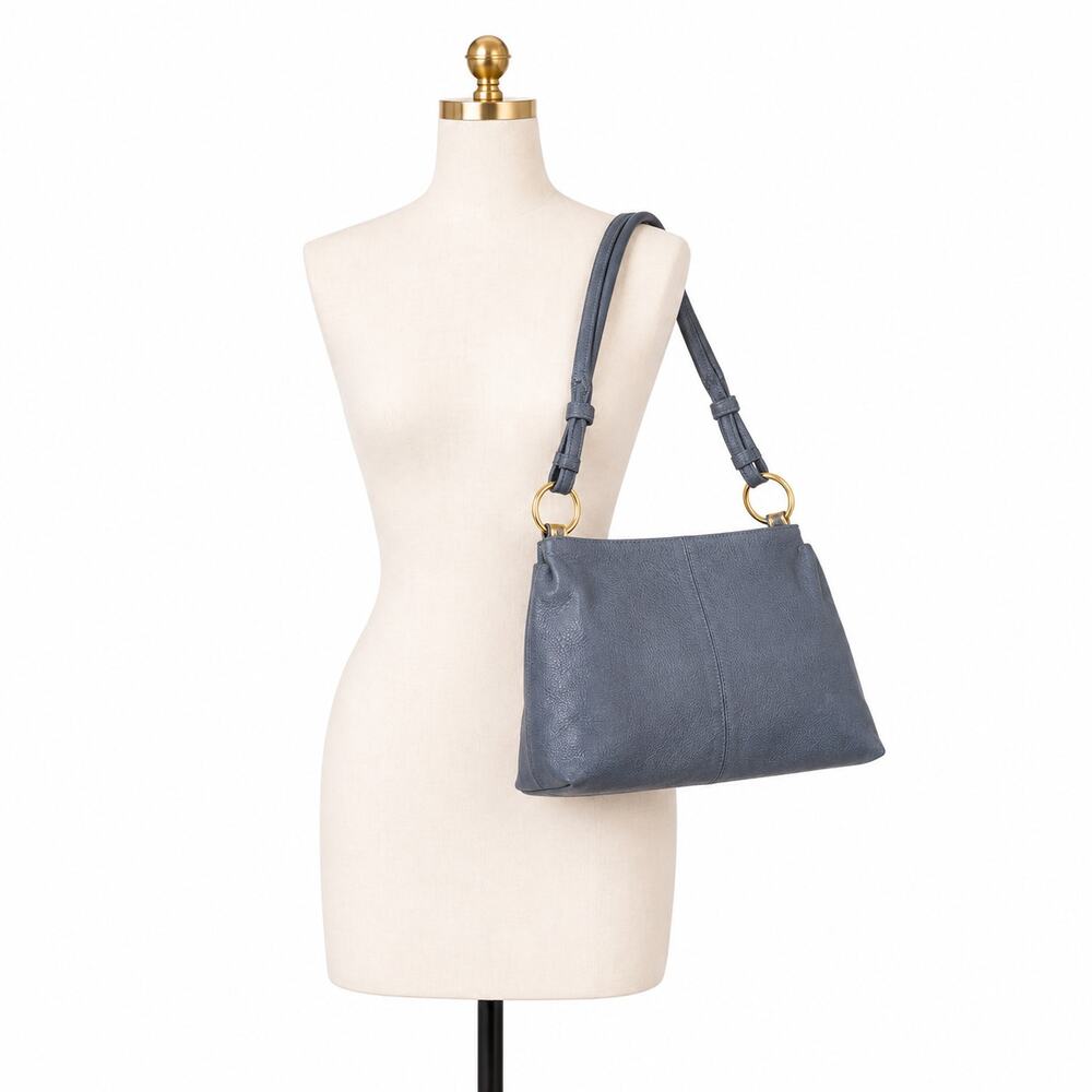 Takeasy Italian Calf Leather Shoulder Bag NWT Denim Blue